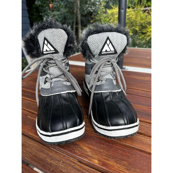 Women's Winter Boots Size 7.5 Mishansha Faux Fur Lace Up Waterproof - Picture 2 of 7